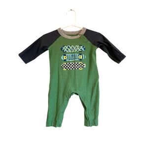 Tea Collection long sleeve one piece pants green skateboards cotton Size 0-3